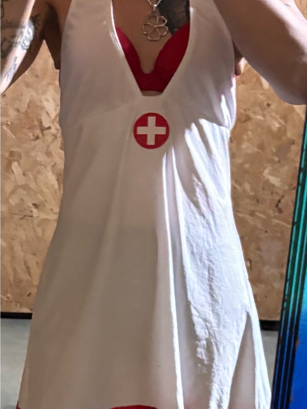Women's Nurse costume - White with Red Trim